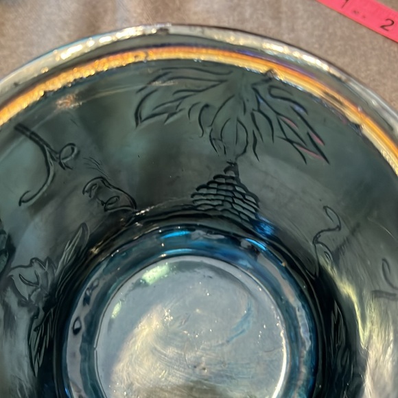 Vintage Blue Carnival Glass Canister Jar w/Lid - Picture 6 of 6